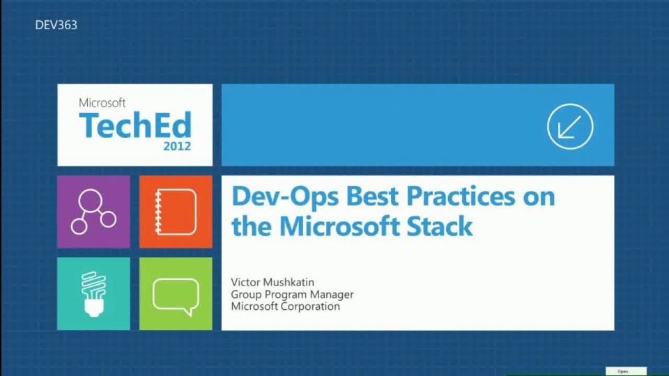 Dev-Ops Best Practices On The Microsoft Stack  TechEd 